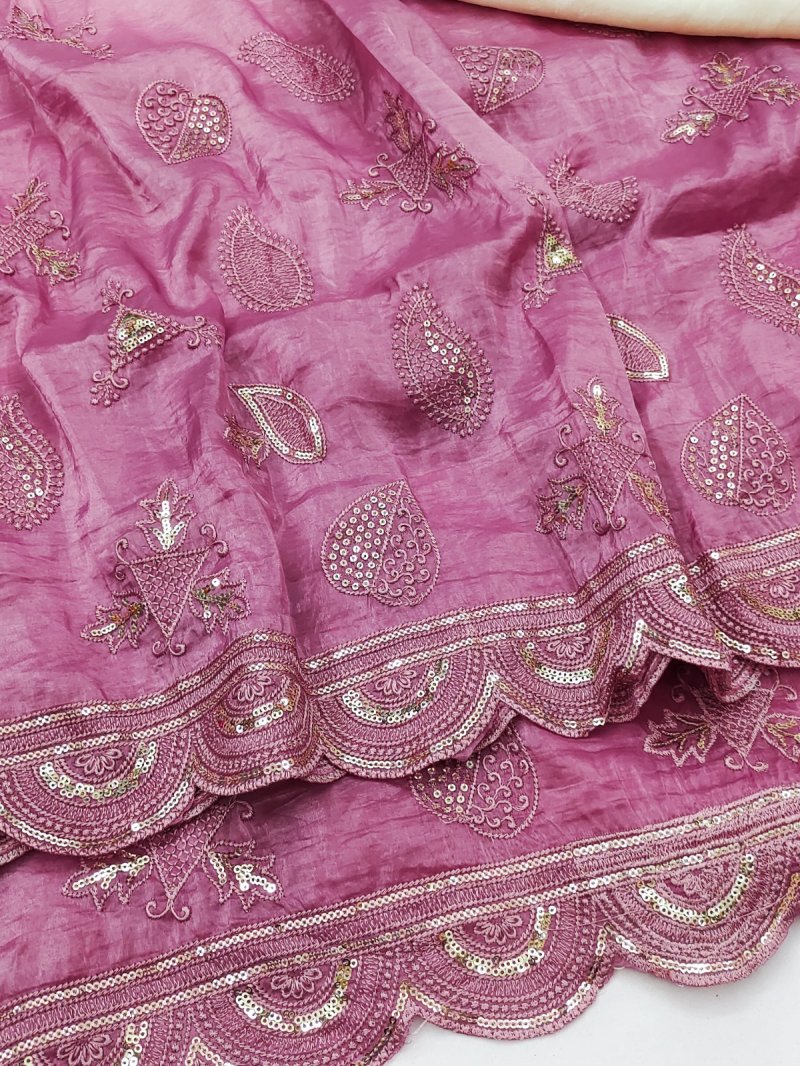 Ktd 3006 Gold Crush Embroidery Work Saree